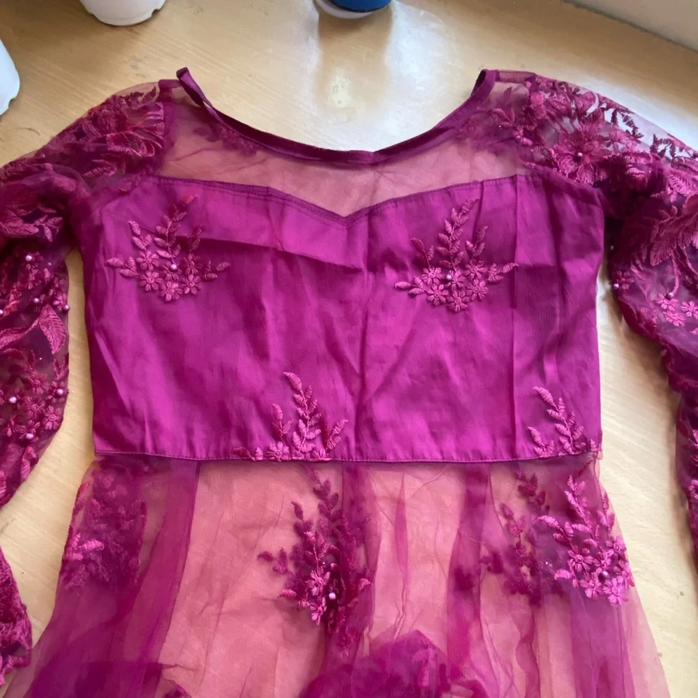 Net embroidered Anarkali With a  very good Flair. Size -small - Picture 3 of 5